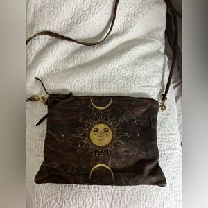 Totem salvaged chocolate brown leather crossbody